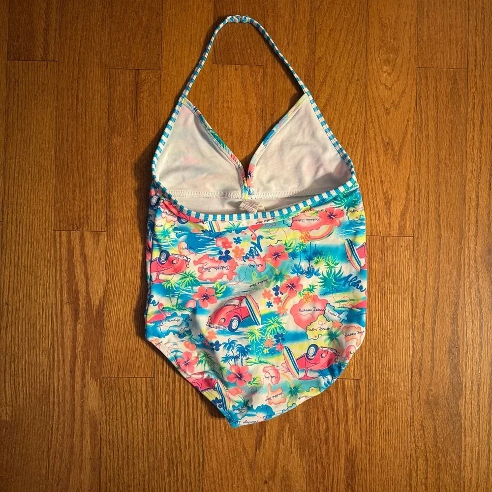 OP Blue and Pink One Piece Swimsuit Girls Size L